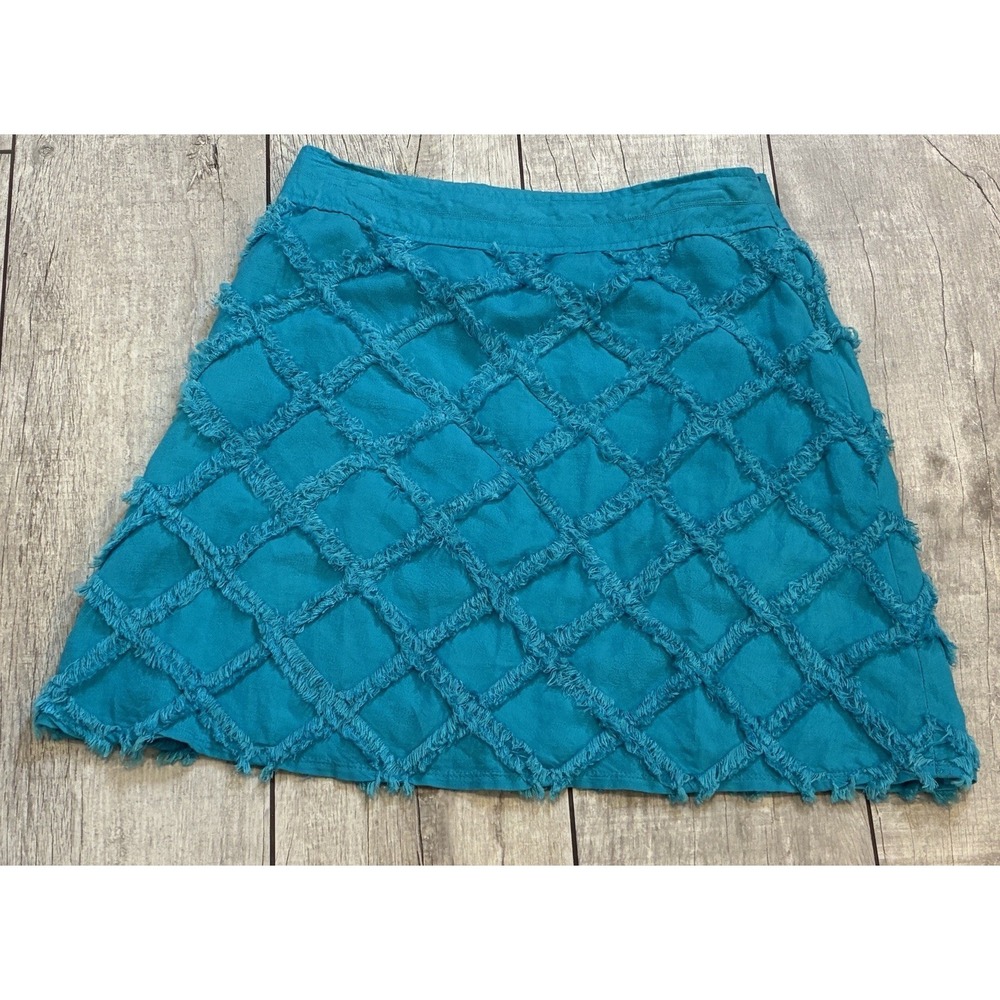 Linen Blend Teal Textured A Line Skirt Size Petite S Coastal Beachy For Cynthia